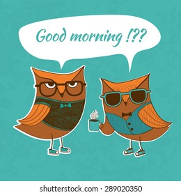 Trendy owl in a glasses. Vector illustration.
