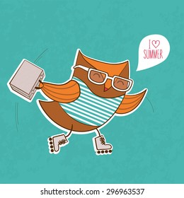Trendy owl. Vector illustration.