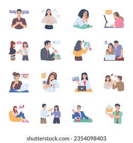 Paquete moderno de ilustraciones planas de chat en línea 

