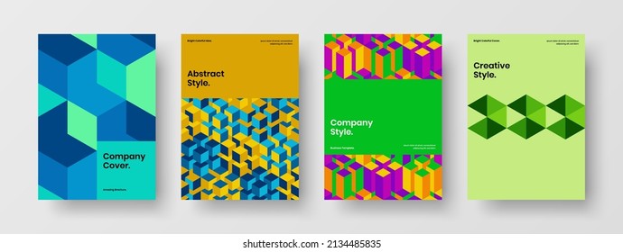 Trendy Pamphlet A4 Design Vektor Template Bundle. Helle geometrische Formen Fliegerlayout-Zusammensetzung.