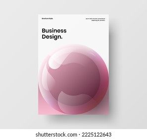 Trendy pamphlet A4 design vector concept. Unique realistic balls journal cover template.