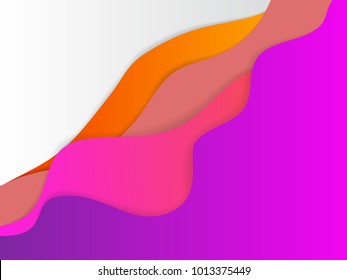 Trendy  paper cut 3d effect colorful background layers. Multicolored waves and lines curved. Papercut abstract concept texture. Cutout realistic wavy  decoration. Paper art.