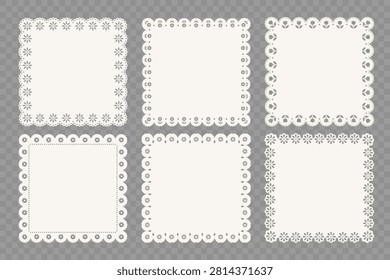 Trendy Paper Doily Square Frames. Vector Illustration.