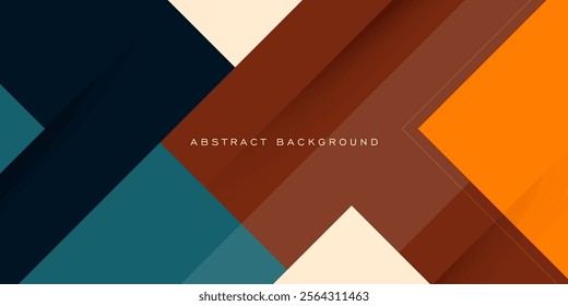 Trendy papercut abstract 3D background with colorful overlap green, orange, and brown square pattern on background. Eps10 vector