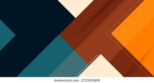 Trendy papercut abstract 3D background with colorful overlap green, orange, and brown square pattern on background. Eps10 vector