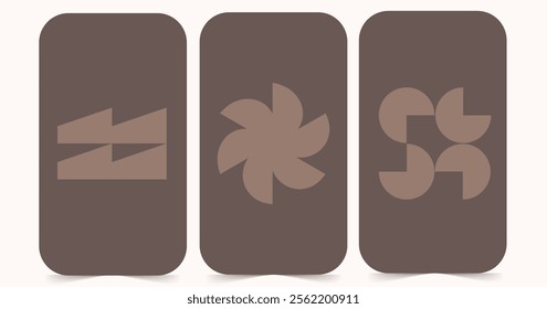 Trendy  pastel color palette symbol rush series with the well define page size Trendy Bauhaus pattern backgrounds op-art set.