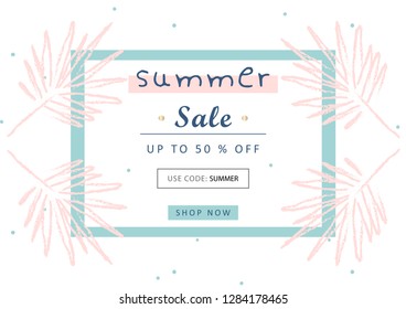 Trendy Pastel Sale Banners Collection. Seasonal Clearance Tropical for advertising, poster, business, web, blog, invitation, etc Vector Illustration