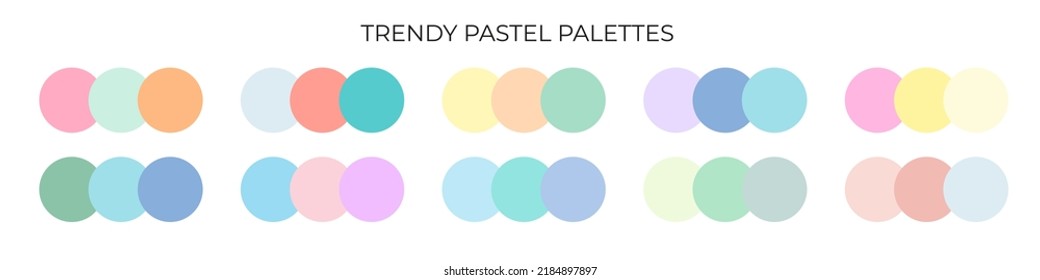 Trendy pastel soft colors palette sample. Vector circle swatches for your design