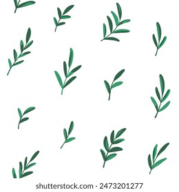 Trendy pattern with branch of green palm leaves. Vector flat illustration.
