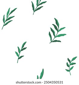 Trendy pattern with branch of green palm leaves. Vector flat illustration.