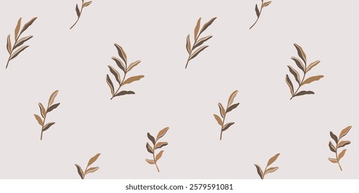 Trendy pattern with branch of green palm leaves. Vector flat illustration.
