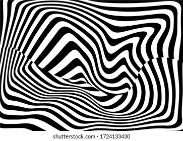 Diseño moderno de rayas curvadas en blanco y negro. Fondo vectorial moderno
