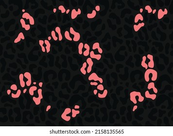 
Trendy pattern leopard vector print, black seamless background, modern design.