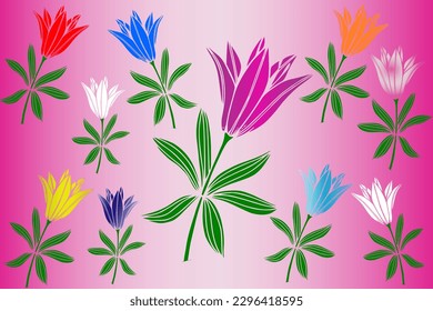 Trendmuster aus schönen Lilienblumen aus Holz, Frühling und Sommerhintergrund