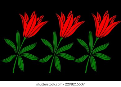 Trendy pattern made of beautiful wood lily flowers, spring and summer background