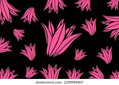 Trendy pattern made of beautiful wood lily flowers, spring and summer background