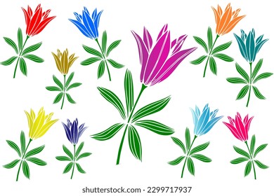 Trendy pattern made of beautiful wood lily flowers, spring and summer background