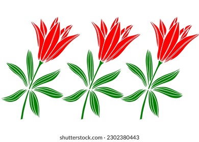 Trendy pattern made of beautiful wood lily flowers, spring and summer background