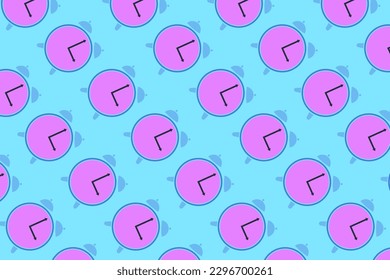 A trendy pattern made of scattered pink clocks