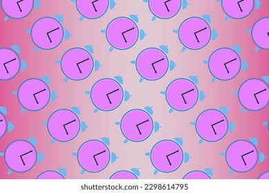 A trendy pattern made of scattered pink clocks on a pink background