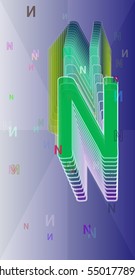 trendy pattern at N Alphabet vector background, faction between complex bar