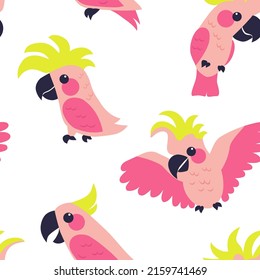 Trendy pattern with parrots. Vector seamless texture. 