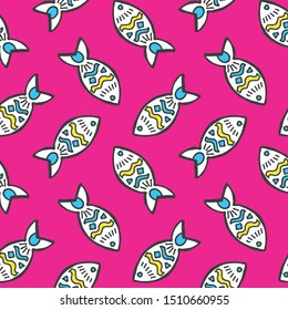 Trendy pattern with sea fish