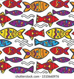 Trendy pattern with sea fish