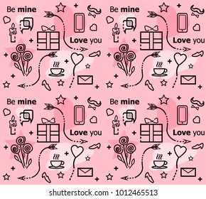 Trendy Pattern. Seamless pattern for Happy Valentine's Day or Weddind Day celebration. For a love couple. Love Story.