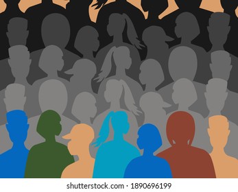 Trendy pattern of silhouettes of people in medical masks during the coronavirus period for textiles, paper, interior design, websites, publications, fabrics. Vector illustration.
