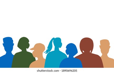 Trendy pattern of silhouettes of people in medical masks during the coronavirus period for textiles, paper, interior design, websites, publications, fabrics. Vector illustration.