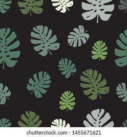 Trendy pattern with tropical leaves, monstera silhouettes. Vector botanical illustrations, floral elements. Hand drawn plant for decoration.
