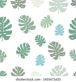 Trendy pattern with tropical leaves, monstera silhouettes. Vector botanical illustrations, floral elements. Hand drawn plant for decoration.