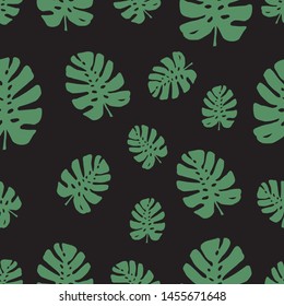 Trendy pattern with tropical leaves, monstera silhouettes. Vector botanical illustrations, floral elements. Hand drawn plant for decoration.