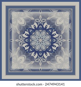 Trendy pattern in white gray blue for decoration, paper, tiles, textiles, carpet, pillows. Home decor, interior design, cloth design. Frame.