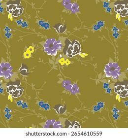 Trendy patterns in small-scale flower, Millefleurs. Liberty style. Floral seamless Pattern for textile, mens wear, cotton fabric, covers, wallpapers, print.
