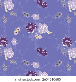 Trendy patterns in small-scale flower, Millefleurs. Liberty style. Floral seamless Pattern for textile, mens wear, cotton fabric, covers, wallpapers, print.
