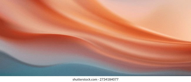 Gradiente de color melocotón de moda. Abstractas fondo de ruido de textura borrosa amarilla. Seda ondulada. Efecto de película granulada. Ilustración vectorial para su Diseño gráfico de primavera, Anuncio, cartel