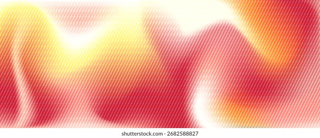 Gradiente amarelo-pêssego da moda com textura de vidro fractal com nervuras verticais. Efeito de vidro fractal abstrato. Distorção futurista. Modelo de desfoque de vidro com nervuras. Ilustração vetorial para seu design