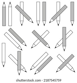 Trendy pencils icons. Line art. Vector illustration. stock image. 