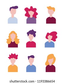 trendy people icons, flat vector illustration