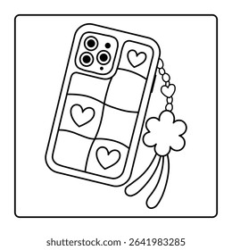 Trendy Phone Case Coloring Page – Cute Hearts and Charm