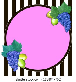 Trendy photo frame. Minimalistic template with realistic fruits. EPS 10