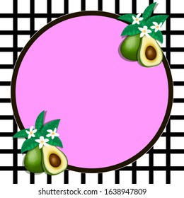 Trendy photo frame. Minimalistic template with realistic fruits. EPS 10