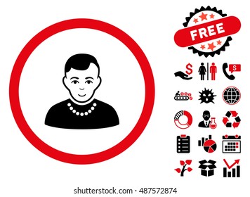 Trendy pictograph with free bonus elements. Vector illustration style is flat iconic bicolor symbols, intensive red and black colors, white background.
