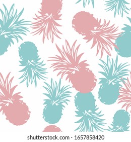 Trendy Pineapple Background. Tropical Pattern Endless