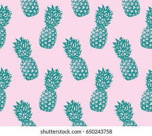Trendy Pineapple pattern. Endless. Vector Illustration.