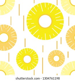 Trendy Pineapple seamless vector background.pineapple sliced pattern, Summer colorful tropical textile print. 