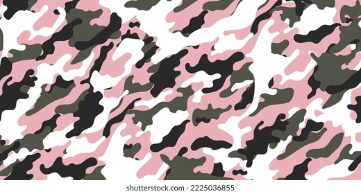 Trendy pink camouflage military pattern. Vector camouflage pattern for clothing design.