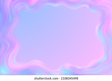 Trendy pink and light blue fluid background. Blurred vector frame of abstract cloudy splashes. Organic liquid shape. Soft flowing gradients